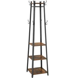 VASAGLE Clothes Rack with 3 Shelves, Steel, 43x43x180 cm, Industrial Style, Rustic Brown and Black 85163867 - VASAGLE Standing hanger
