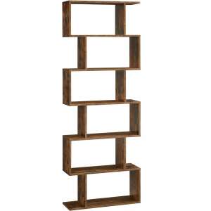 VASAGLE 6-tier bookshelf, rustic brown, modern design, for living room, office, bedroom, or kitchen - Bookshelve & standing shelve