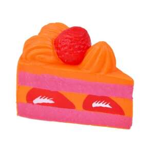 Pomarančová a ružová mäkká hračka v tvare plátku torty s jahodou na vrchu - Hračky pre rozvoj školákov