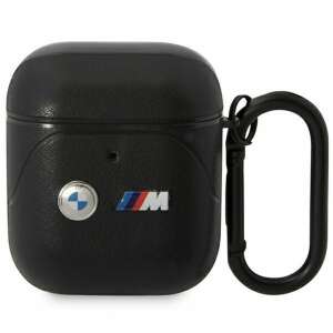 Czarne etui BMW M Performance AirPods 1/2 z karabińczykiem - Zestaw słuchawkowy