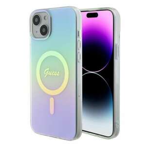 Husă Guess IML Iridescent MagSafe pentru iPhone 15 Plus, turcoaz/turcoaz, husă rigidă, compatibilă cu MagSafe - Guess Huse telefon