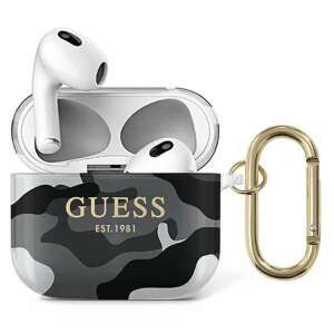 Etui Guess do AirPods 3, czarne camo, z karabińczykiem - Zestaw słuchawkowy