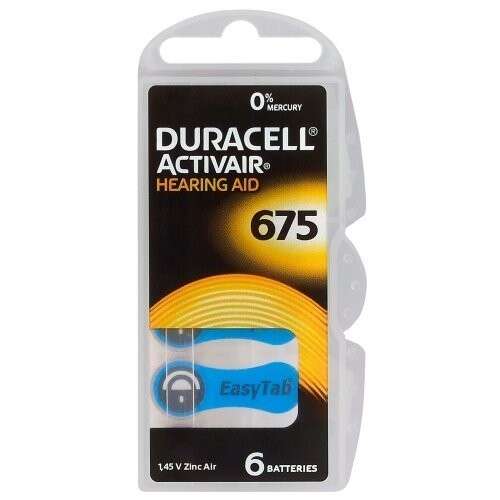 Duracell Activair 675 hallókészülék elem, 6 darabos
