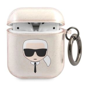 Etui Karl Lagerfeld KLA2UKHGD Brokatowa głowa Karla, na Apple AirPods, złote 134104124 - Zestaw słuchawkowy