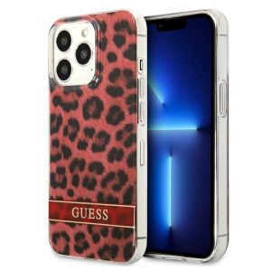 Guess Leopard iPhone 13/13 Pro Hülle mit rotem Leopardenmuster - Handyhüllen