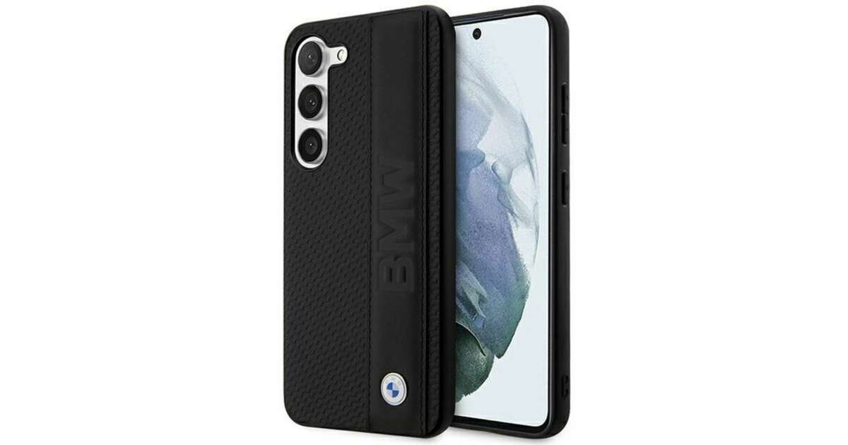Custodia BMW In Pelle Per Samsung Galaxy S23 | Cover Rigida Con Strisce E Logo Originale - 3