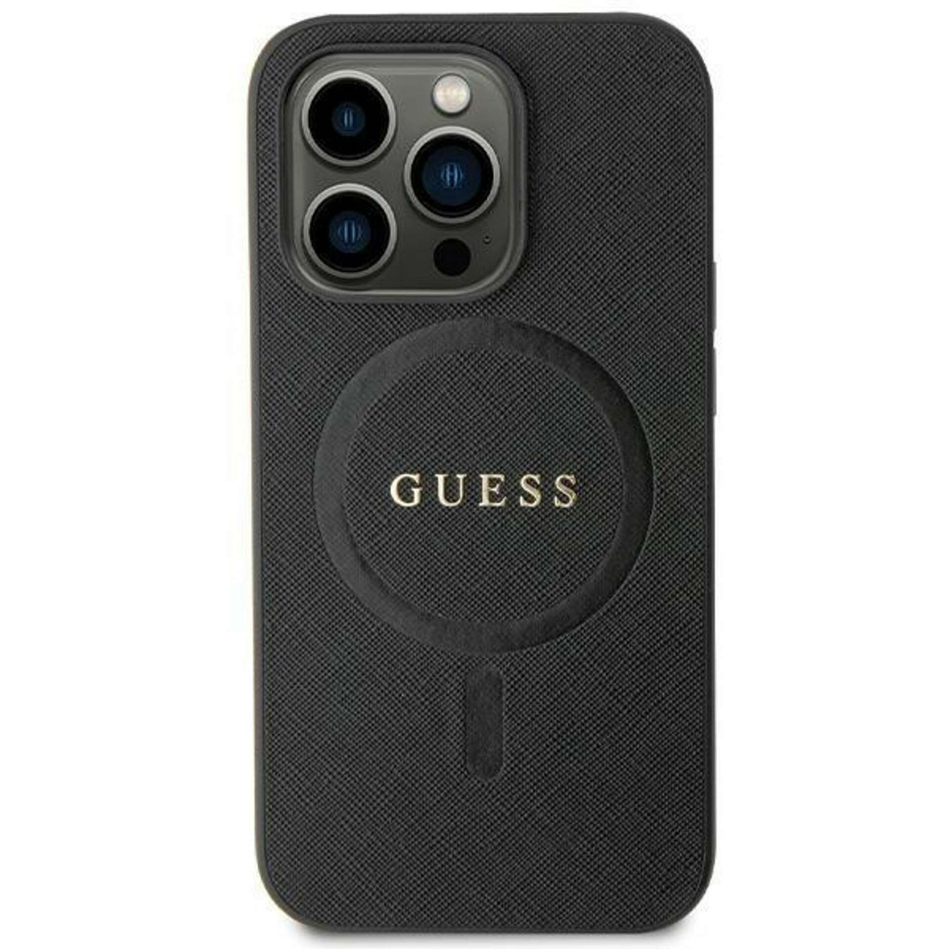 Guess GUHMP13LPSAHMCK Case for iPhone 13 Pro / 13 - Black Saffiano MagSafe
