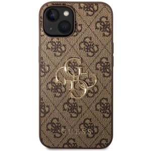 Guess 4G Big Metal Logo iPhone 15 Hard Case - Brown - Guess