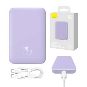 Колаж на Baseus Magnetic Mini 10000mAh 20W Powerbank, Лилав - Baseus Външна батерия и Powerbank
