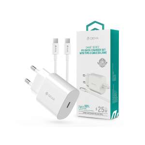 Devia Smart Series PD Schnellladegerät Set mit Type-C Kabel (EU - 25W) - weiß - Devia