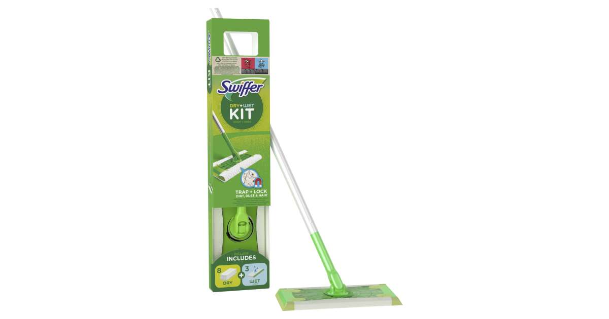 Swiffer Sweeper Starter Kit - 1pc Mop + 8pc dry and 3pc wet wipes Refill