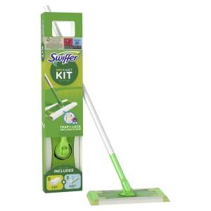 Swiffer Sweeper Dry + Wet Kit, green and silver, with 8 dry and 3 wet cloths - Felmosó, Clothes Dryer, Trash can, Paper Towel and Household wipes