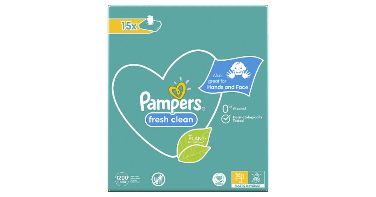 Pampers Lingettes Fresh Clean ECom 15x80, 1200 pièces