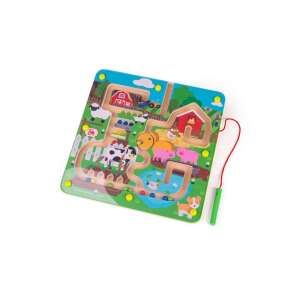 Bigjigs Magnetisches Labyrinthspiel - Bauernhof, ein Holzlabyrinthspiel mit Bauernhofthema, mit einem magnetischen Zauberstab, um die Kugeln durch das Labyrinth zu führen - Puzzle & Rätsel