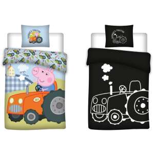 Set de lenjerie de pat Peppa Pig cu tractor fosforescent, include o husă de pernă și o husă de plapumă, perfect pentru copiii care iubesc Peppa Pig - Nonbrand Lenjerie de pat - grădiniță