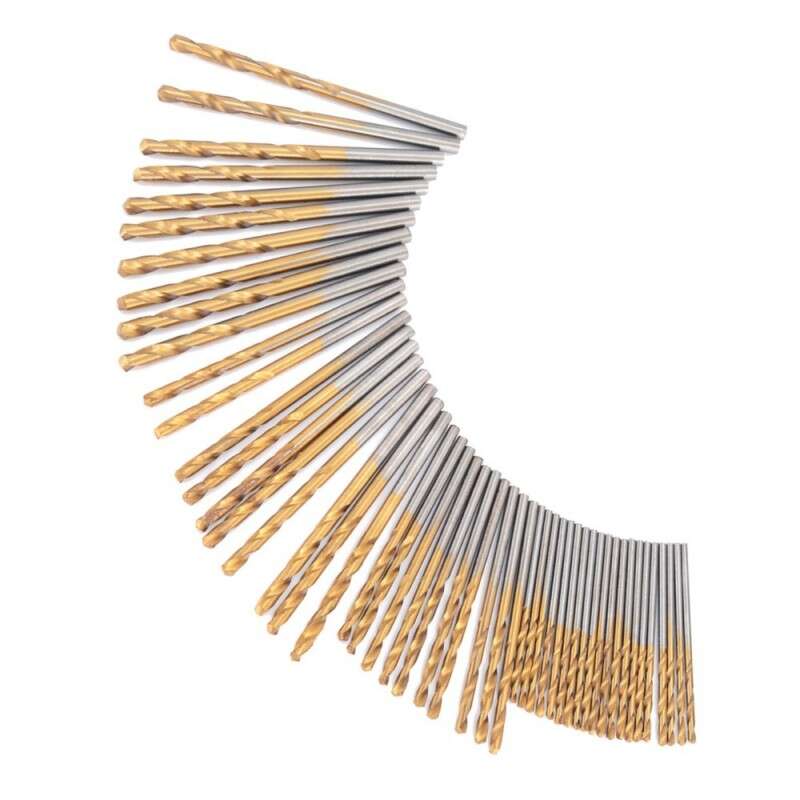 50-piece Drill Bit Set with Titanium-Coated High-Speed Steel