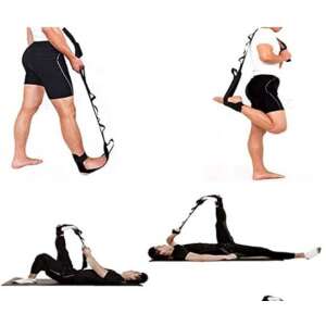 Yoga-Dehnungsband für Beine, Dehnung von Oberschenkel und Waden, Flexibilitätstraining, schwarz, verstellbar, mehrere Anwendungsbeispiele - Fitnessgeräte