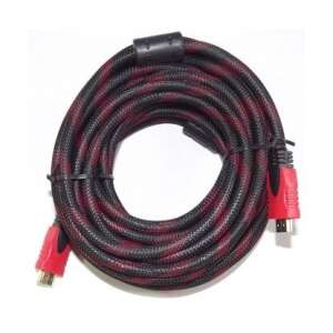 10 méteres HDMI kábel, fekete-piros fonott, aranyozott csatlakozókkal - HDMI kábel