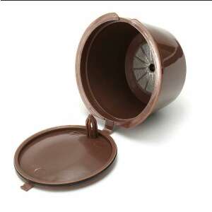 Reusable coffee capsule for Nescafe Dolce Gusto machines, brown, open, with lid - Refillable coffee capsule