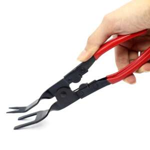 Instrument pentru demontarea tapiteriei ușilor auto, roșu și negru, pentru îndepărtarea clemelor și a elementelor de fixare - Clește