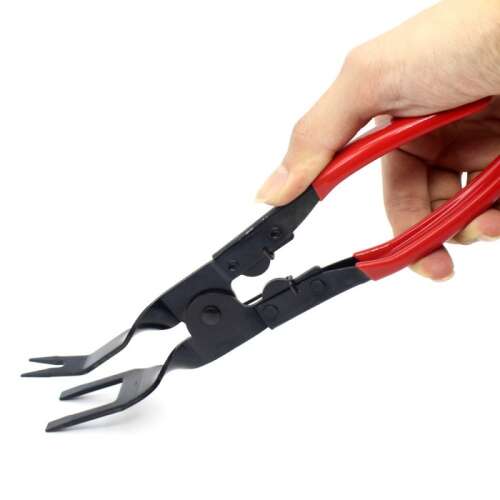 Instrument pentru demontarea tapiteriei ușilor auto, roșu și negru, pentru îndepărtarea clemelor și a elementelor de fixare