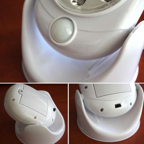 Motion sensor LED light, 7 LED bulbs, battery powered, white, 360 degree rotation, for indoor and outdoor use