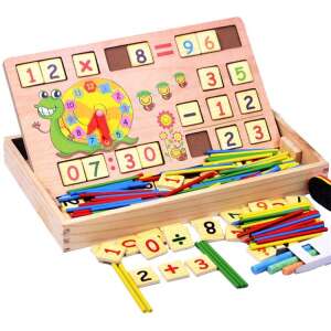 Wooden educational toy for kids, includes clock, numbers, math symbols, and counting sticks - Nonbrand Developmental Toy for Preschooler