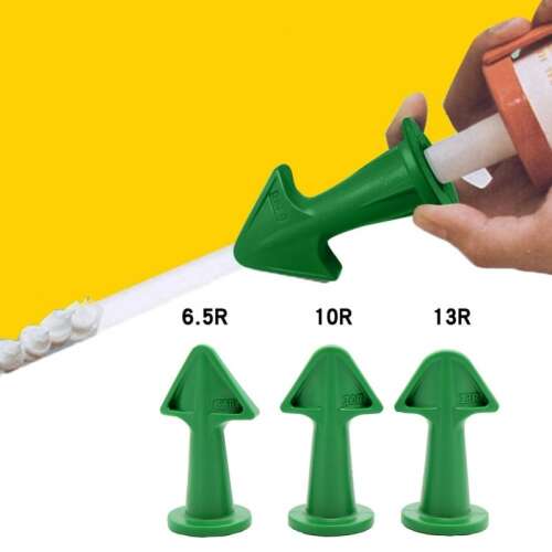 3 piece silicone sealant smoothing tool set, for applying sealant to corners and edges, with sizes 6.5R, 10R, and 13R