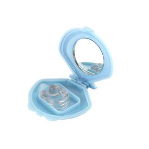 Snore stopper, silicone nose clip, anti snoring device, sleep aid, comfortable, reusable, easy to use, comes with a case, blue case with mirror - Snoring