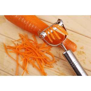 Stainless steel peeler with 4 blades for peeling, slicing and julienning vegetables and fruits - Handheld slicer