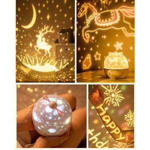 Star projector night light with 6 different patterns, including deer, horse, planets, and fireworks - Night Light, Projector