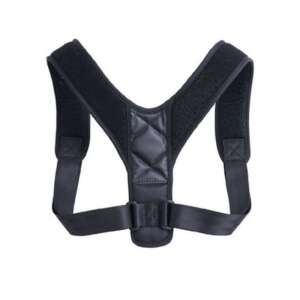 Black posture corrector brace, adjustable, for back support and pain relief - Strap to improve grip