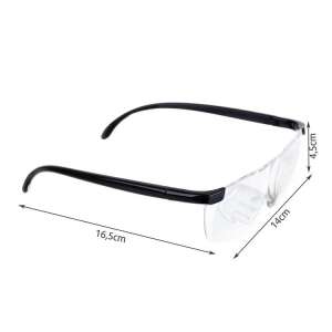 Nagyító szemüveg fekete kerettel, 160%-os nagyítással, apró betűk olvasásához, kézműveskedéshez és hobbihoz - Védőfelszerelés