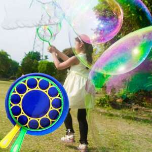 Giant bubble blower set, kids playing with giant bubbles, blue and yellow bubble blower, outdoor fun, summer activity - Bubble Blower
