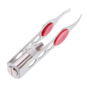 LED-beleuchtetete Pinzette, Edelstahl, rote Spitzen, perfekt für präzises Augenbrauenformen - Nagelscheren und Nagelzangen