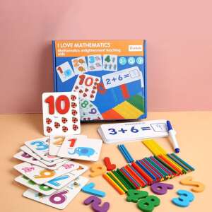 I Love Mathematics Lernspiel für Kinder, beinhaltet Zahlkarten, Zählstäbchen, Holzzahlen und einen Trockenlöschmarker - Nonbrand Entwicklungsspiele für Kinder im Kindergartenalter