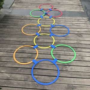 Inele de hopsa din plastic colorate pentru copii, joc în aer liber, set de hopsa - Jocuri de îndemânare în aer liber