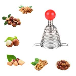 Stainless steel nutcracker with red handle, for cracking walnuts, almonds, hazelnuts, pecans, macadamia nuts, and other nuts - Nutcracker