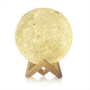 Lampă de lună, lampă de noapte, sensibilă la atingere, lumină albă caldă și albă rece, lampă decorativă, lampă de noptieră, lampă de lună cu suport din lemn - Nonbrand Lămpi decorative
