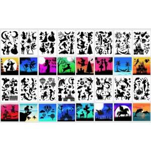 16 piece stencil set with various fairy tale and fantasy designs, perfect for painting, crafting, and decorating - Creative Toy