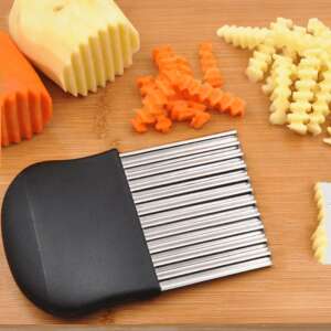 Wavy vegetable slicer with black handle, stainless steel blades - Handheld slicer