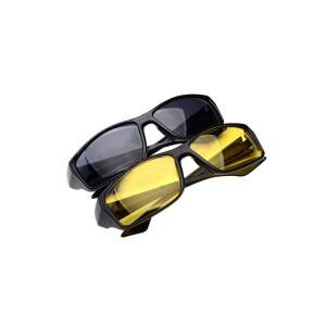Pair of driving glasses, one black and one yellow, for day and night driving - Safety glasses