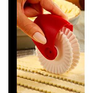 Red and white pastry cutter for making decorative edges on pies and tarts - Pastry decorating tool