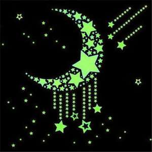 Glow in the dark moon and stars wall stickers, 52 pieces, for kids bedroom decor - Wall Panel & Wall Sticker