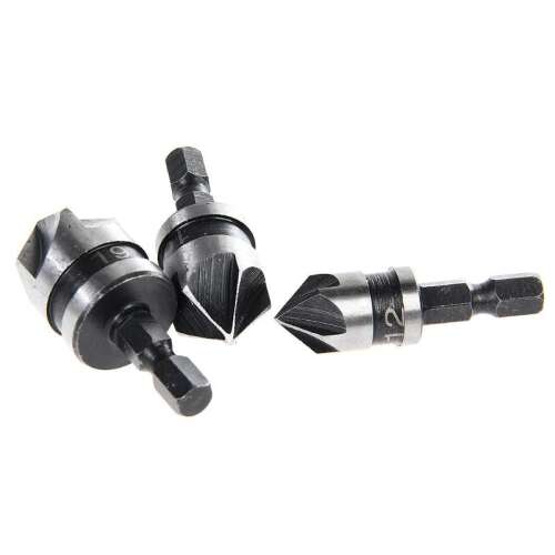 3 db süllyesztő fúrószár készlet fa és fémhez, 12mm, 16mm, 19mm - Fúrók és csavarozó kiegészítő