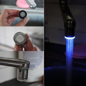 Colaj cu detalii ale senzorului de temperatură cu LED pentru robinet și utilizarea acestuia - Lămpi decorative