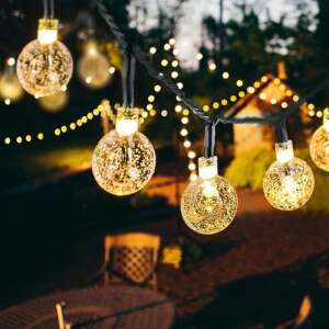 Solar powered string lights with 20 warm white globe bulbs, perfect for outdoor decor - Outdoor Decorative Lamp