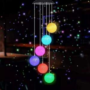 Solar Powered Crystal Ball Wind Chime Decorative Lamp, 6 Lights, 55 cm 51326039 - Outdoor Decorative Lamp
