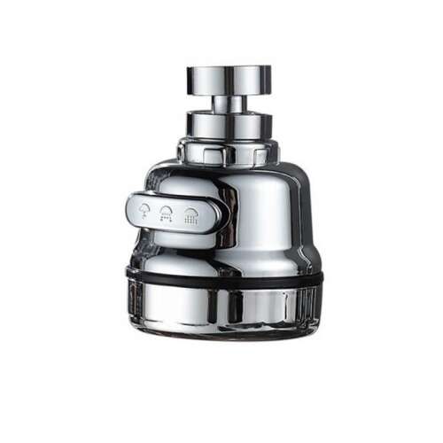Chrome kitchen faucet sprayer head with 360 degree rotation and adjustable water flow