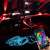 Car interior LED lighting kit with app control, 5m long, includes fiber optic cable, control box, and light heads, red light